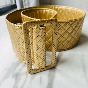 Vintage Gold Wide Quilted Women's Belt